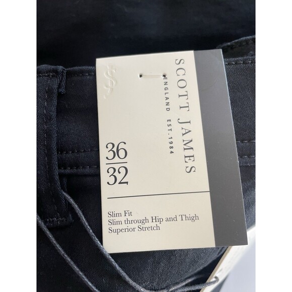 Scott James Slim Fit Stretch Pants Men's 36x32 5-Pocket SJP-94248-Blk Black - Picture 14 of 16